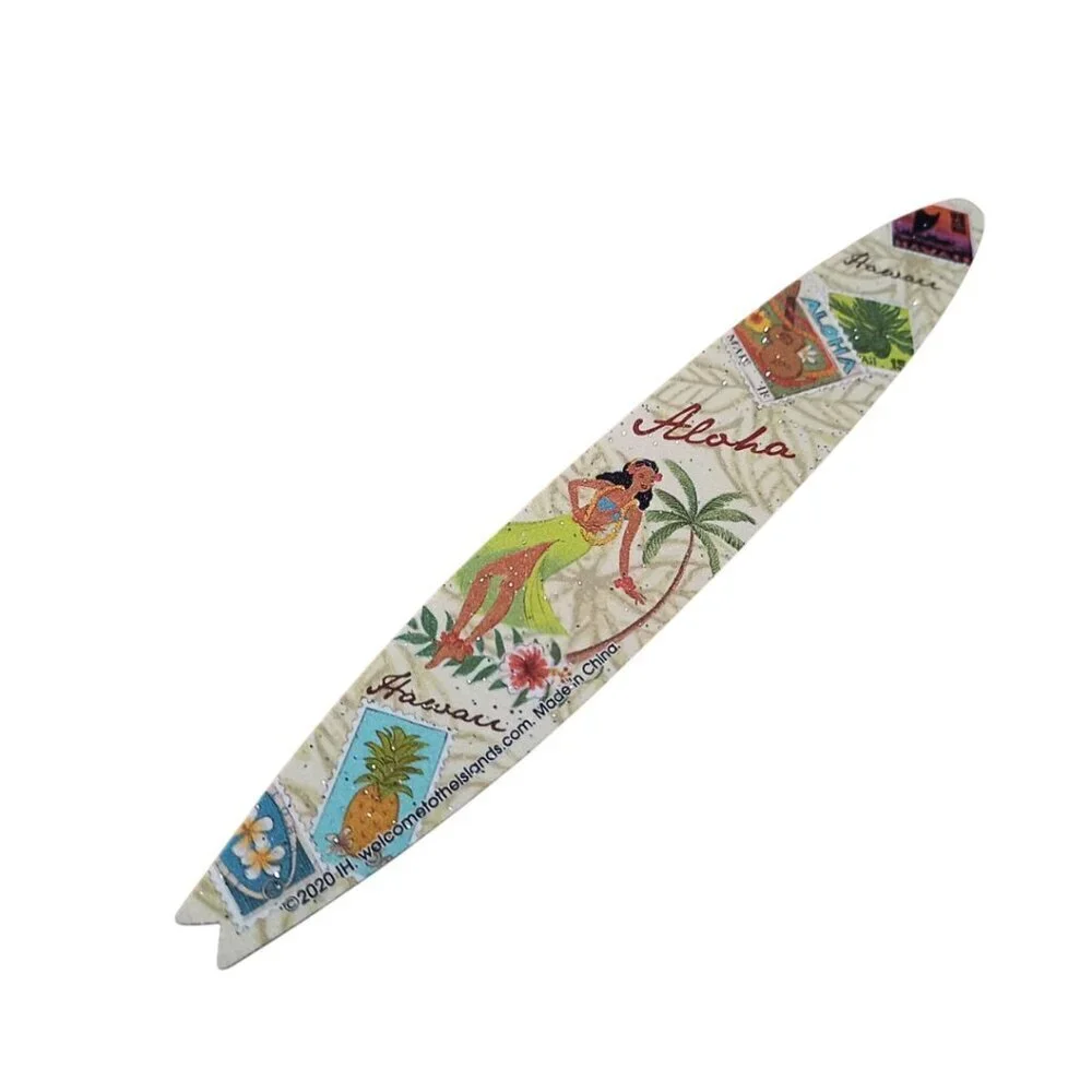 Hawaiian-Inspired Black Cosmetic Pouch & Nail File Set – Orange & Green Design –